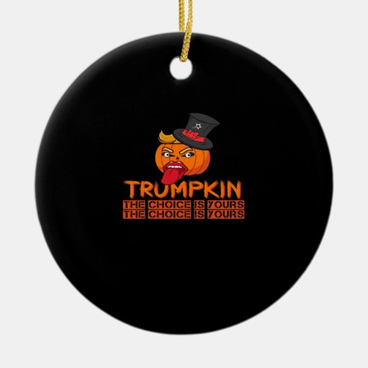 Spooky Trumpkin Halloween Top Hat & Tongue Out- Is Keramisch Ornament (Voorkant)