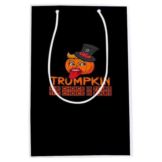 Spooky Trumpkin Halloween Top Hat & Tongue Out- Is Medium Cadeauzakje (Voorkant)