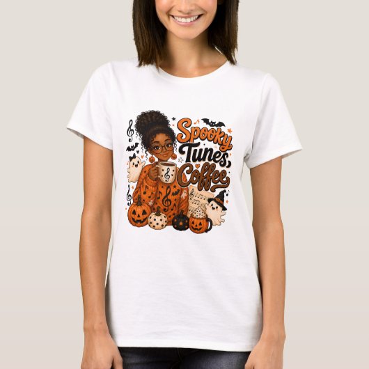 Spooky Tunes Coffee Dames T-Shirt (Voorkant)