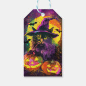 Spooky Turkse Angora Cat Halloween Heksenpompoen Cadeaulabel (Achterkant)