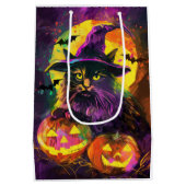 Spooky Turkse Angora Cat Halloween Heksenpompoen Medium Cadeauzakje (Achterkant)