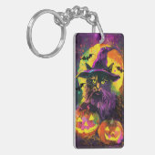 Spooky Turkse Angora Cat Halloween Heksenpompoen Sleutelhanger (Voorkant Links)