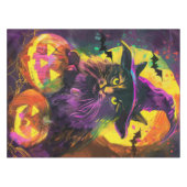 Spooky Turkse Angora Cat Halloween Heksenpompoen Tafelkleed (Voorkant (Horizontaal))