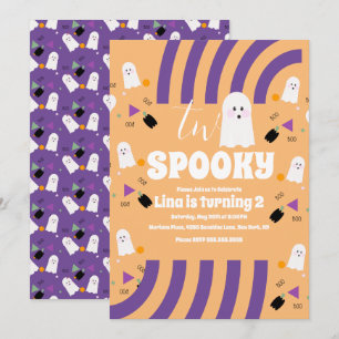 Spooky Twee Groovy Letters Halloween Geest Feestje Kaart