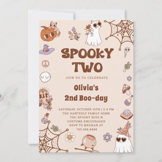 Spooky Twee Halloween Leuke Ghost 2e Verjaardag Kaart (Voorkant)