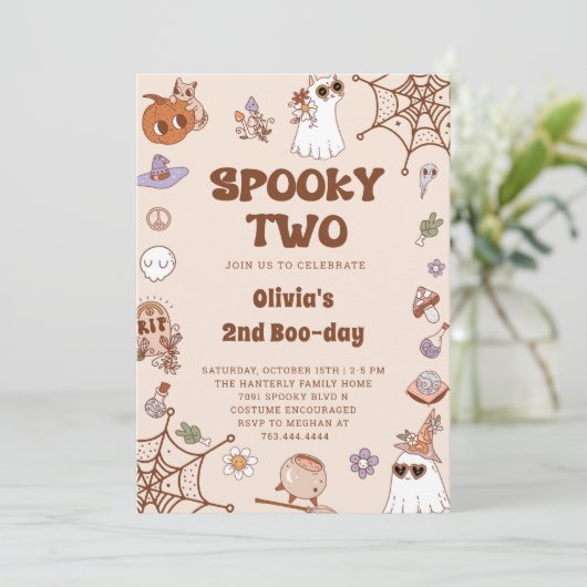 Spooky Twee Halloween Leuke Ghost 2e Verjaardag Kaart (Staand voorkant)