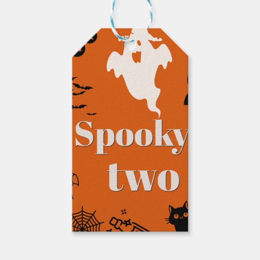SPOOKY TWEE VERJAARDAG LABELS CADEAULABEL (Voorkant)