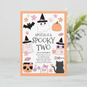 Spooky twee verjaardagsfeestje uitnodiging (Staand voorkant)