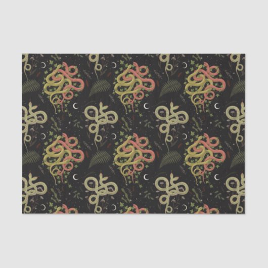 Spooky Two-face Snakes Moon Leaves Halloween Tissuepapier (Voorkant)