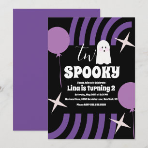 Spooky Two Groovy Halloween Ghost Party Black Kaart