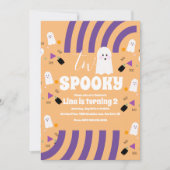 Spooky Two Groovy Letters Halloween Ghost Party Kaart (Voorkant)