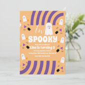 Spooky Two Groovy Letters Halloween Ghost Party Kaart (Staand voorkant)