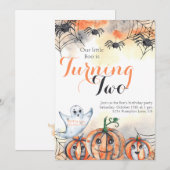 Spooky Two Waterverf Halloween 2e verjaardag Kaart (Voorkant / Achterkant)