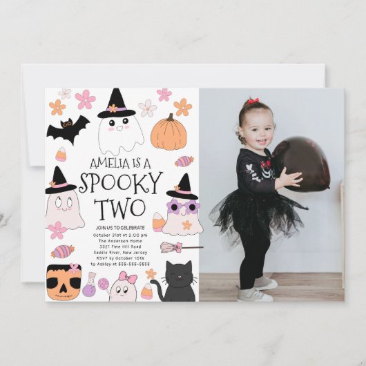 Spooky Two Witch Foto Verjaardag Kaart (Voorkant)