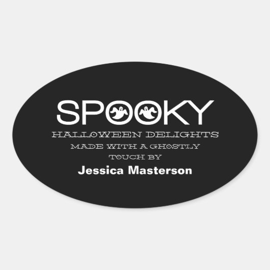 Spooky Typografie Halloween Baking Stickers (Voorkant)