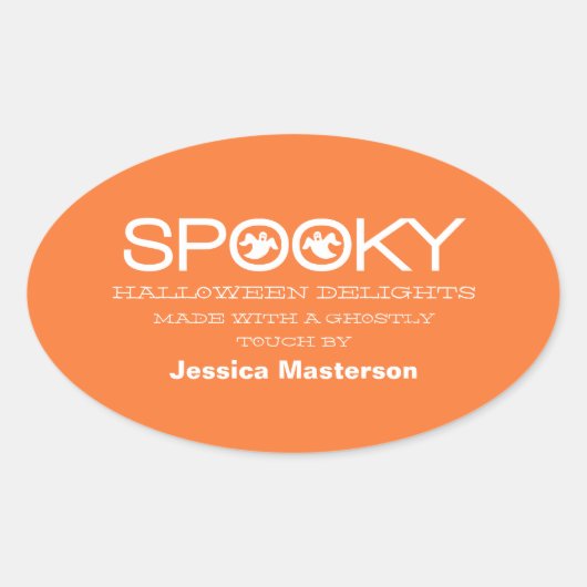 Spooky Typografie Halloween Baking Stickers (Voorkant)