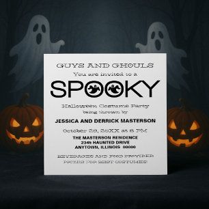 Spooky Typography Halloween Party Invite, Black Kaart