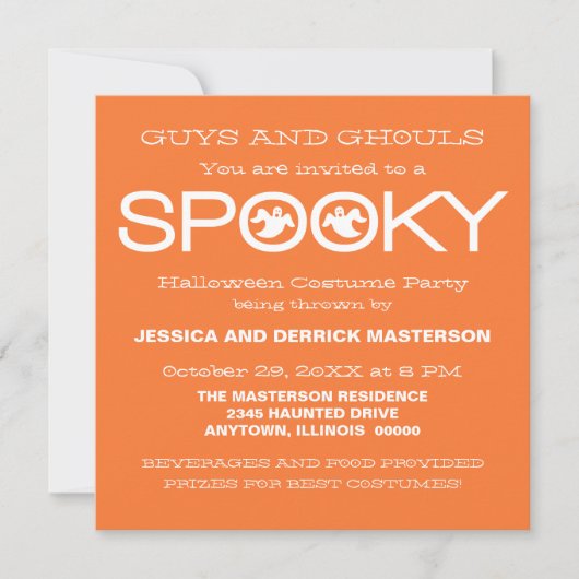 Spooky Typography Halloween Party Invite Kaart (Voorkant)