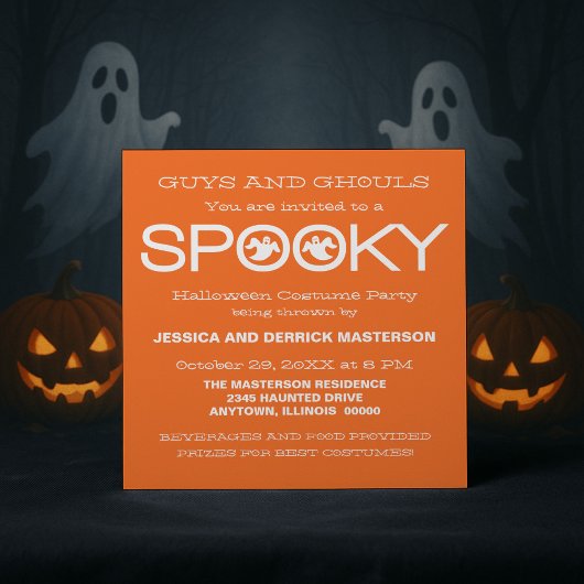 Spooky Typography Halloween Party Invite Kaart
