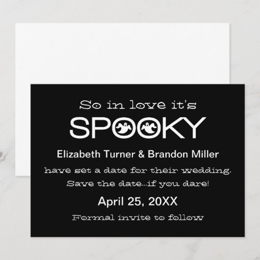 Spooky Typography Halloween Save the Date (Voorkant / Achterkant)
