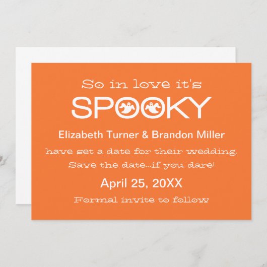 Spooky Typography Halloween Save the Date (Voorkant / Achterkant)
