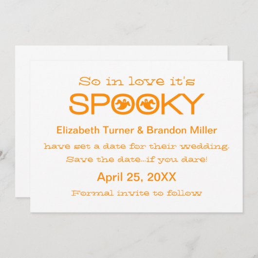 Spooky Typography Halloween Save the Date (Voorkant / Achterkant)