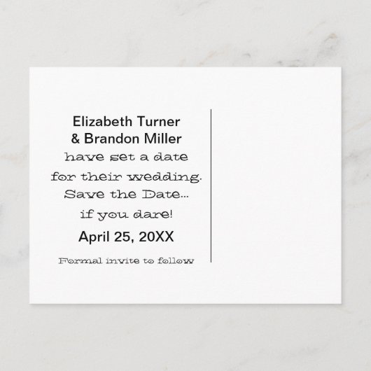 Spooky Typography Halloween Save the Date Briefkaa Aankondigingskaart (Achterkant)