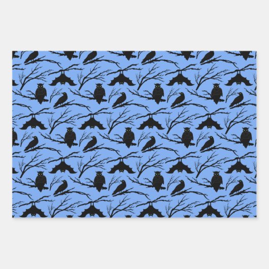 Spooky Uil Bat Halloween Wrapping Paper Set van 3 (Voorkant)