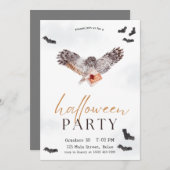 Spooky Uil Herfst Halloween Party Kaart (Voorkant / Achterkant)