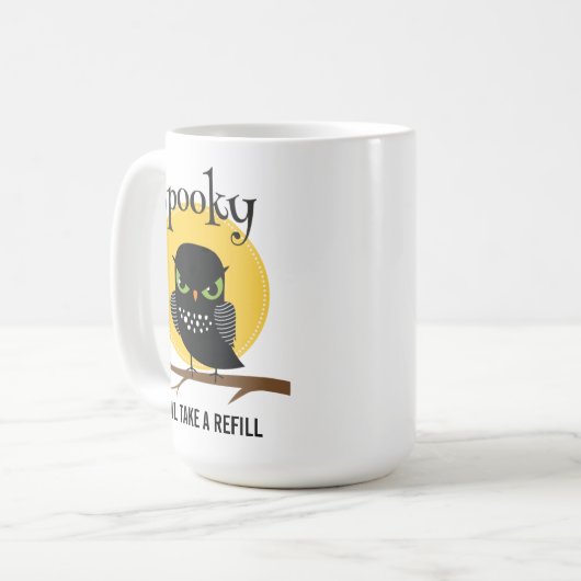 Spooky Uil Neem een navulling Halloween Koffiemok (Voorkant links)