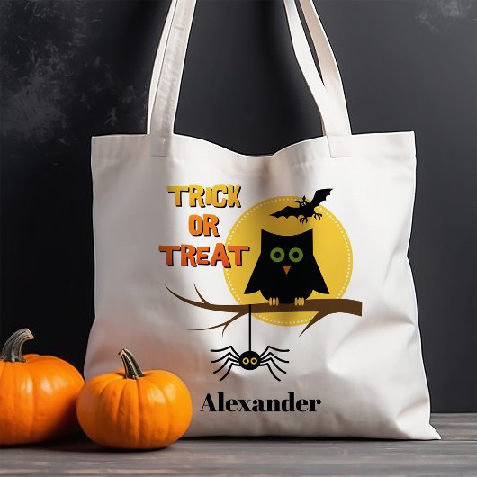 Spooky Uil Trick or treat Halloween Tote Bag