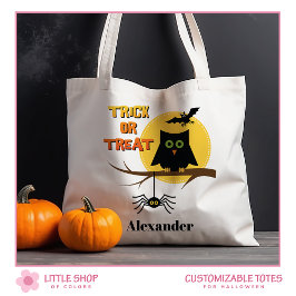 Spooky Uil Trick or treat Halloween Tote Bag