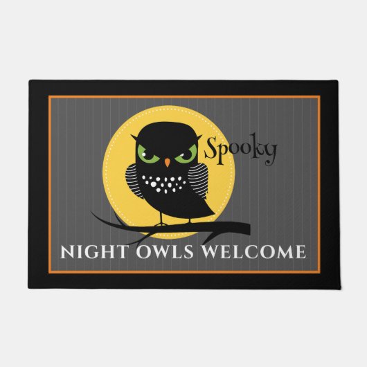 Spooky Uil Volle Maan Halloween Deurmat (Voorkant)