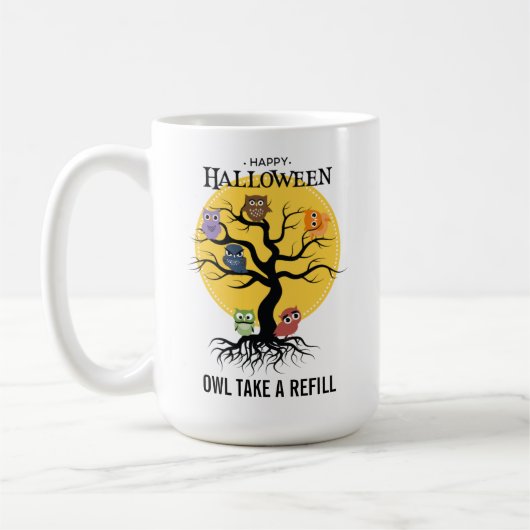 Spooky uilen stamboom Halloween Koffiemok (Links)