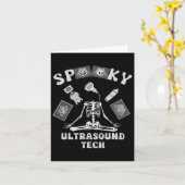 Spooky Ultrasound Tech Skeleton Halloween Kostuum Kaart (Gele Bloem)