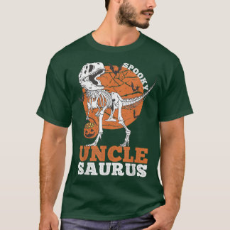 Spooky Uncle Saurus Dinosaur Skeleton T rex Pumpki T-shirt