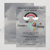 Spooky Unicorn 1e verjaardag Uitnodiging (Voorkant / Achterkant)