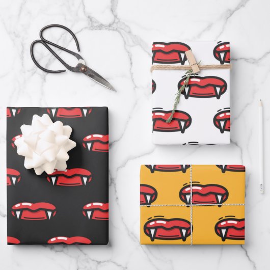 Spooky Vampire Bloedvlakken Teeth Halloween Gift Inpakpapier Vel (Voorkant)