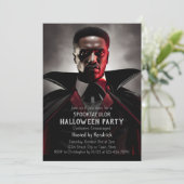 Spooky Vampire Dracula Halloween Kostuum Party Kaart (Staand voorkant)