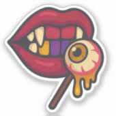 Spooky Vampire Lips Eyeball Lollipop Halloween Sticker (Voorkant)