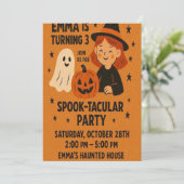 Spooky verjaardag uitnodiging | Halloweenfeest (Staand voorkant)