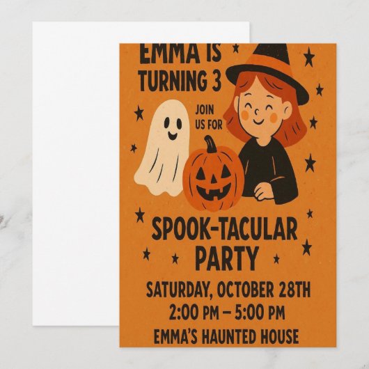 Spooky verjaardag uitnodiging | Halloweenfeest (Voorkant / Achterkant)