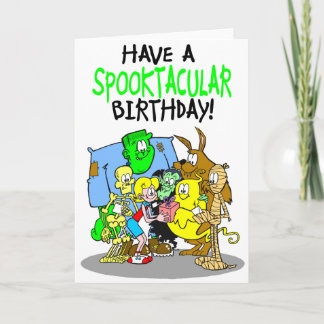 Spooky verjaardagskaart voor meisjes. kaart