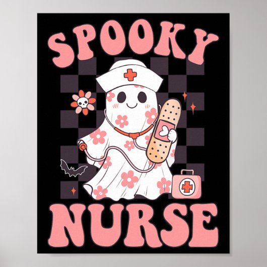 Spooky Verpleegster Bloemen Schattige Spook Verple Poster (Voorkant)