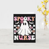 Spooky Verpleegster Halloween Ghost Kostuum Retro  Kaart (Gele Bloem)