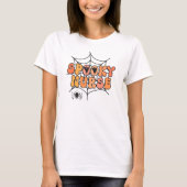 Spooky Verpleegster retro Halloween spin web spoke T-shirt (Voorkant)