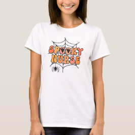 Spooky Verpleegster retro Halloween spin web spoke T-shirt