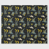 Spooky vibe kleurrijke halloween symbolen patroon cadeaupapier (Vlak)