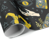 Spooky vibe kleurrijke halloween symbolen patroon cadeaupapier (Rol Hoek)