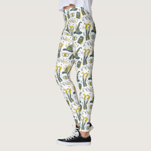 Spooky vibe kleurrijke halloween symbolen patroon leggings